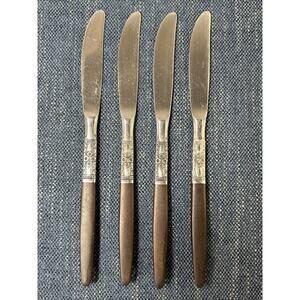4 Oneida Northland Napa Valley Dinner Knives Japan Synthetic Wood Vintage Lot